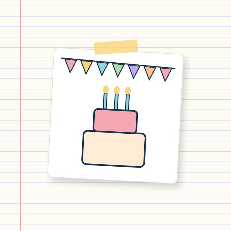 A two-tier cake with three candles under a line of colorful bunting