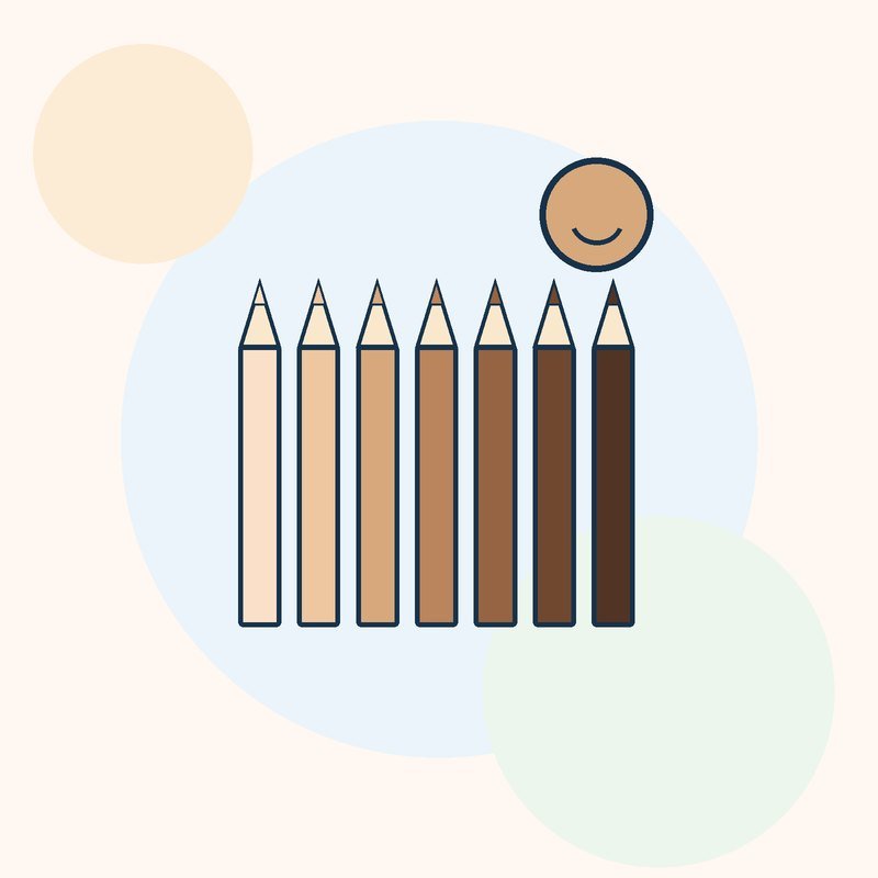 Seven pencils in skin shades from light cream to deep brown