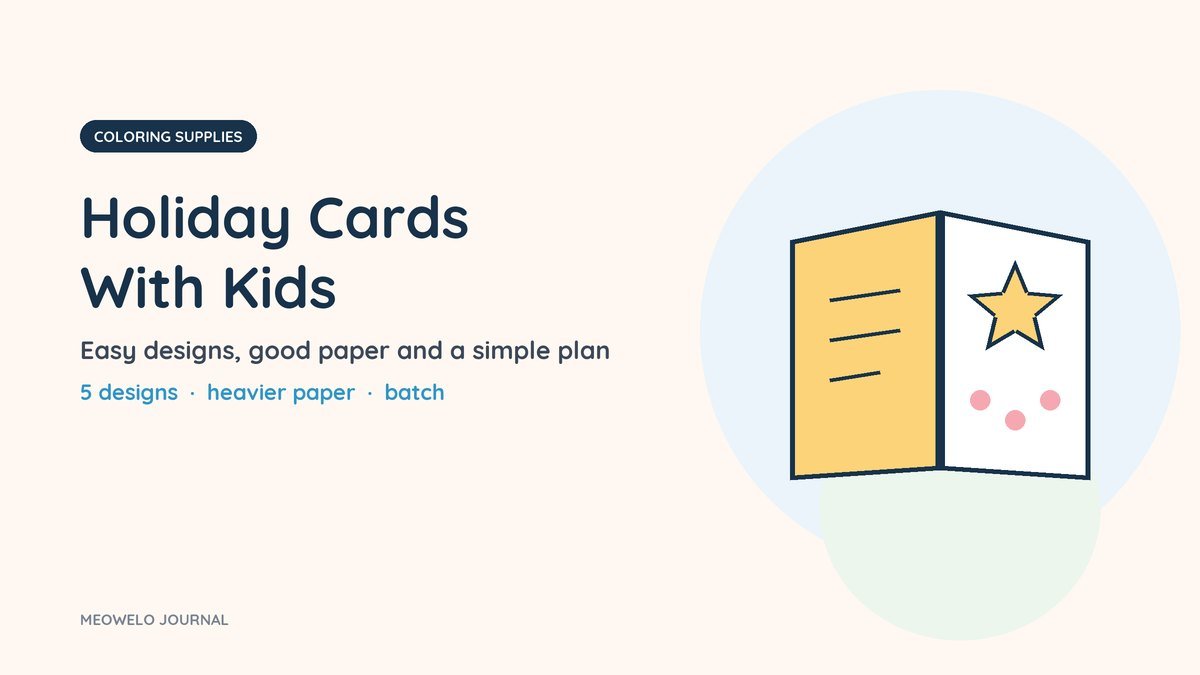 Holiday Cards With Kids: a folded card with a yellow star and pink dots on the front