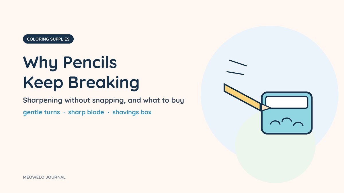 Why Pencils Keep Breaking: a yellow pencil going into a blue sharpener with curled shavings