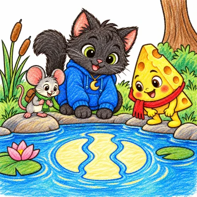 Scene 18 of Lunai and the Quiet Moon, “The Broken Moon”, colored with crayons