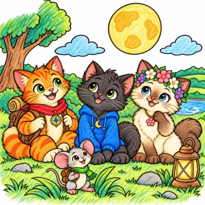 Scene 22 of Lunai and the Quiet Moon, “Not Actually Silent”, colored with crayons