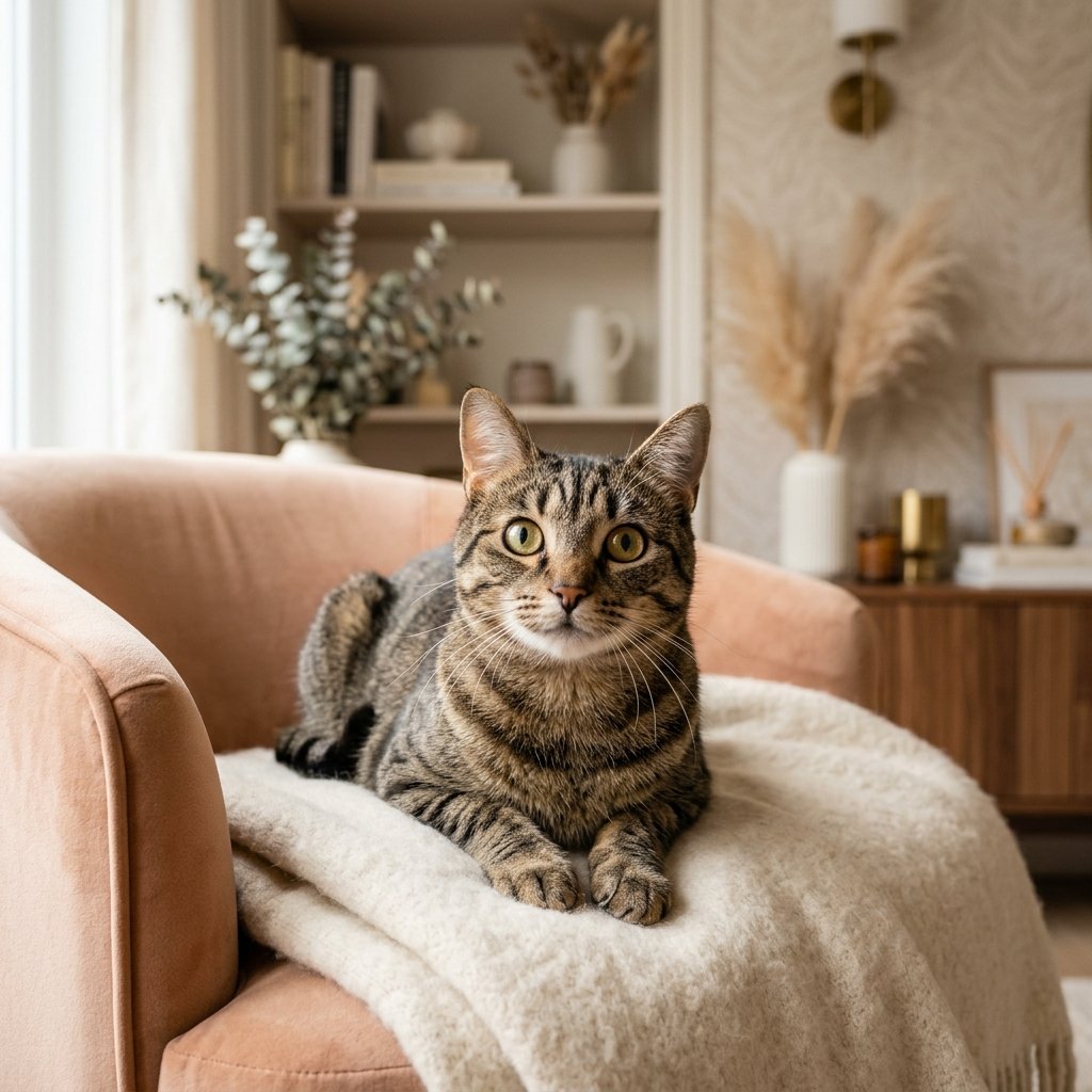 Curious cat looking at a puzzle